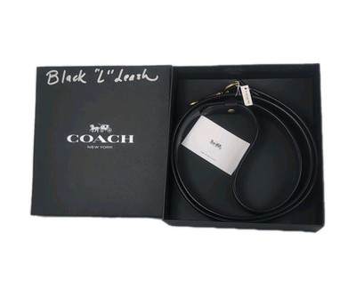 Authentic COACH Posh Black Leather Dog Leash Size Large New With Box & Tag!!