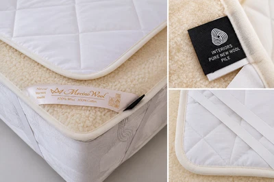 Merino Wolle & Baumwolle Unterbett Natur Bettauflage Woolmark Matratzenauflage - Bild 1 von 4