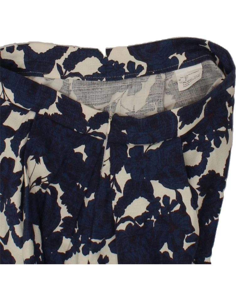 BENETTON женщин мини плиссированные юбки это 40 маленький W27 темно-синий цветочный хлопок AP02 - Изображение 3 из 4