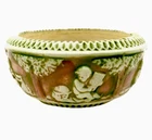 Roseville Donatello 1916 Vintage Art Pottery Bowl Cherub Relief Design 6” READ