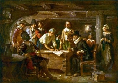 Signing Mayflower Compact 1620 Art Reprint American History Picture Photo 8.5x11