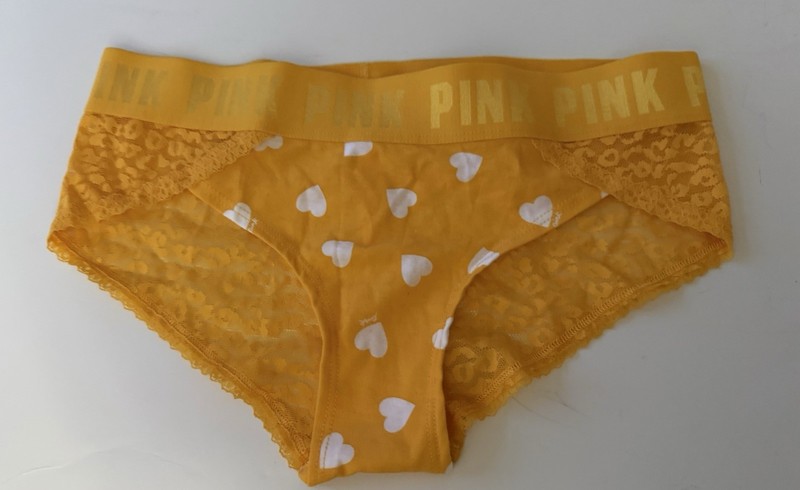 Victoria's Secret Small Gold White Heart Sheer Sexy Lace Hipster