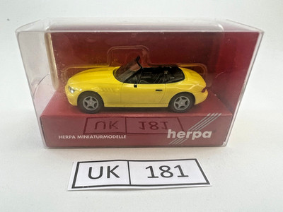 Herpa #021937 BMW Z3 gelb 1/87 HO Scale Precision Modellauto Made in Germany