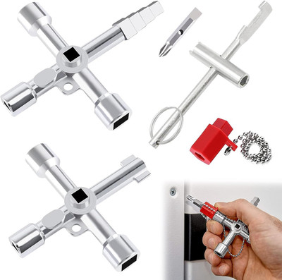 Kreuzschlüssel Universal Schlüssel, 3 Stück Schaltschrankschlüssel Mini, 4 Kant 