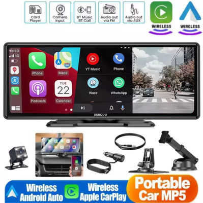 10.26'' Inch Portable Apple CarPlay and Android Auto Wireless Display Car Stereo-