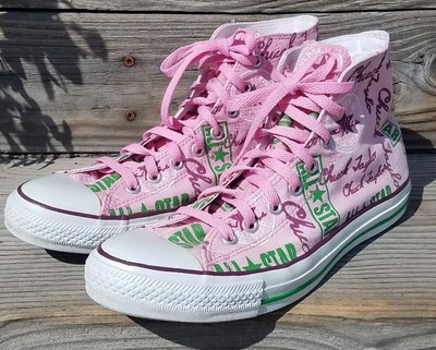 pink and green converse sneakers