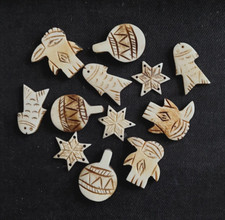 Lot of 12 Hand Carved Bone Bead Pendants