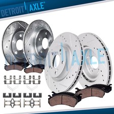 FWD Front and Rear Drilled Rotors Ceramic Brake Pads for 2012 - 2016 Honda CR-V