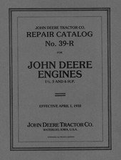 John Deere 1½, 3, 6 HP Repair Catalog  39-R  04-01-32 (please read description)