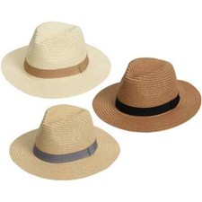 Unisex Straw Trilby Panama Fedora Hat -Summer Beach Sun Cap for Gentleman's Wear