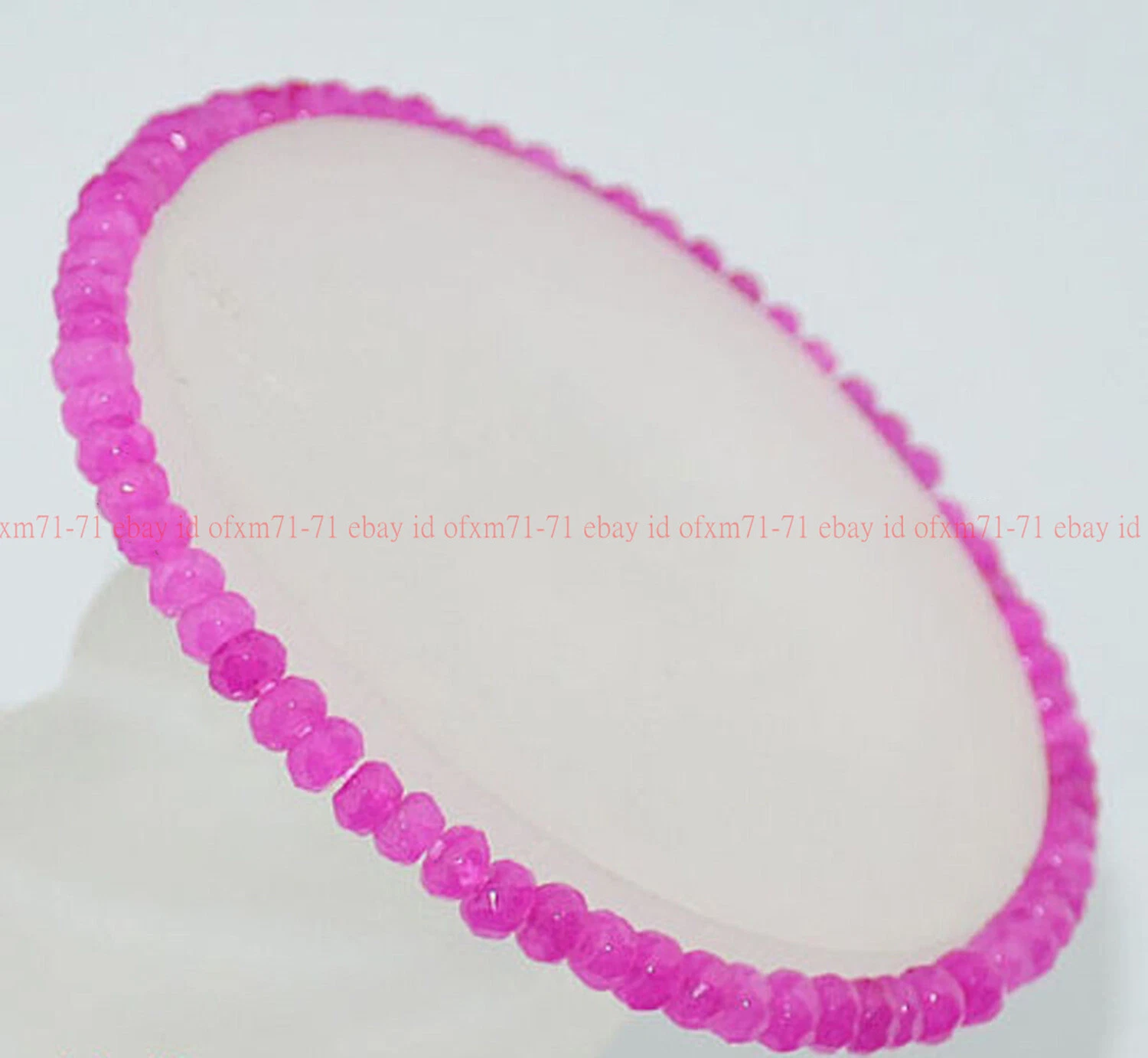 VALENTINO "Bellissimo Braccialetto Elastico 2x4mm Sfaccettato Rosa Rossa Giada Rondelle 7 5""