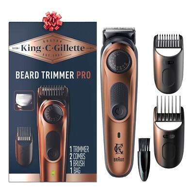 King C. Gillette PRO Beard Trimmer, 40 Length Settings, Cordless, Accessories