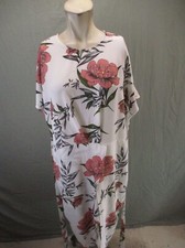 AX CURVE Size 22 Womens White Floral Short Sleeve Back Zip Slit Sheath Dress 002