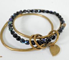 Alex Ani Bracelet Energy Infused Brass Tone Expanding Bangle Charm Birthstone