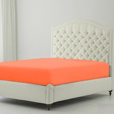Extra Deep Pocket 1 PC Fitted Sheet 800 TC Egyptian Cotton Orange Solid