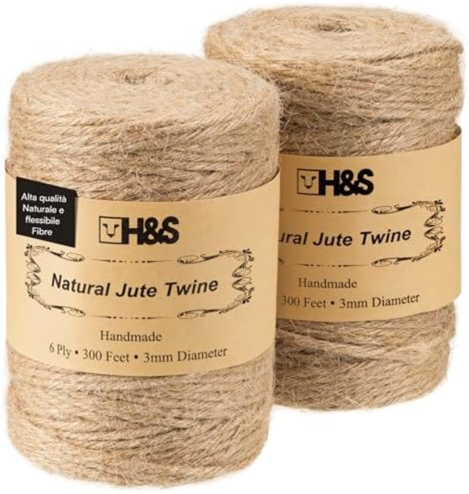 H&S Juteband Natur Kordel - 2 Rollen 183 m - 3mm Starke Jute Schnur mit 6 Fasern