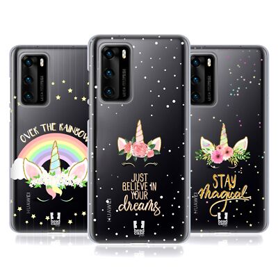 HEAD CASE DESIGNS UNICORN FLOWERS SOFT GEL CASE FOR HUAWEI PHONES 4