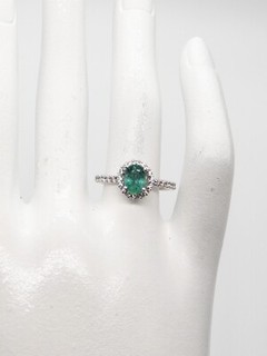 $5000 Natural 1.50ct Colombian Emerald Diamond 14k White Gold HALO Wedding Ring