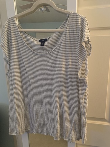 Haut à Manches Longues Gap Rayé Marine/gris Blanc – Taille S, Matière Coton/modal, Occasion Très Bon état