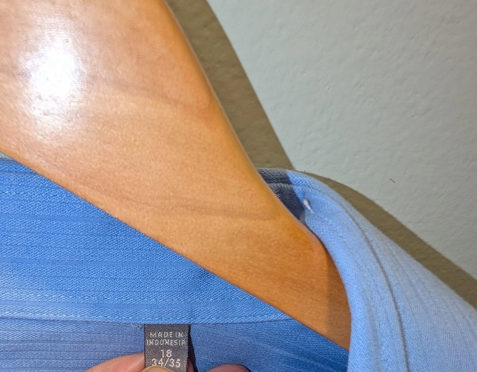 Camisa de vestir JOSEPH ABBOUD ajustada sin arrugas 18 34/35 azul para hombre Foto 3 de 4