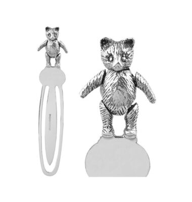 Teddy Bookmark Victorian Style 925 Sterling Silver With Articulated Teddy Bear