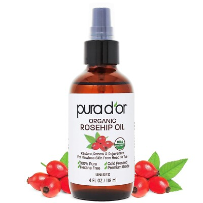 #ad PURA D#x27;OR Dor Organic Rosehip Seed Oil 100% Pure for Anti Aging Skin amp; Hair 4oz $14.99