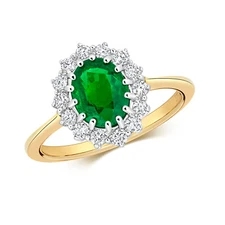 9ct Yellow Gold 1.57ct Diamond and Emerald Cluster Ring, Sizes J to Q (280)