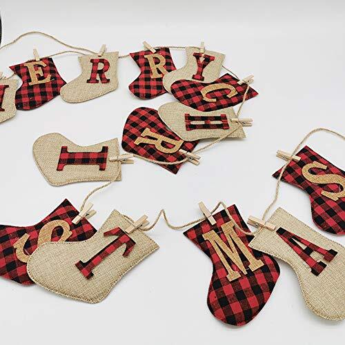 Christmas Banner Red Shinning Bunting Hanging for Family Xmas Party Decoration - Picture 6 of 7