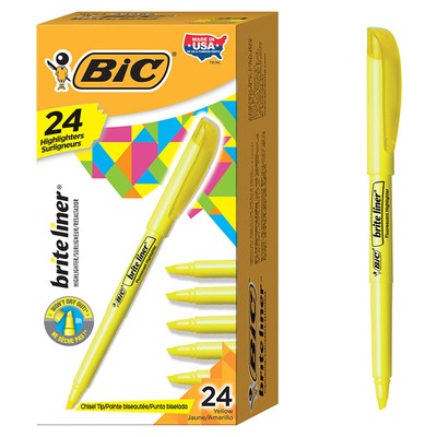 Brite Liner Highlighters Markers, Chisel Tip Super Bright Yellow Fluorescent Hi
