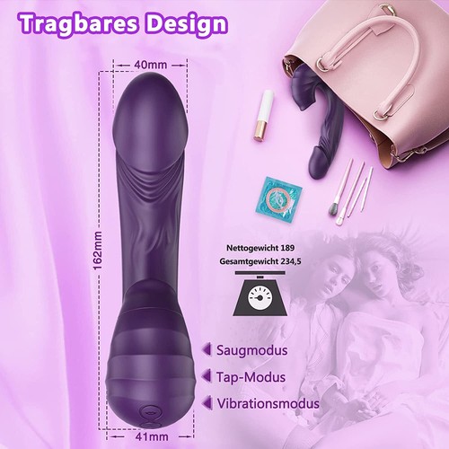Flattern Dildo Vibrator Rabbit Klitoris G-Punkt Massage Sexspielzeug für Frauen - Bild 4 von 12