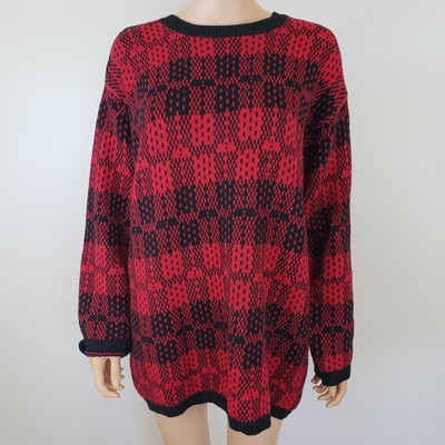 Liz Claiborne Womens Sweater Red Plaid 