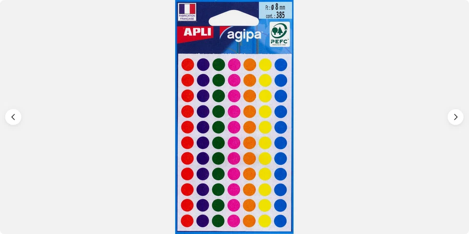 Gommettes Auto-Adhésives - 8Mm - 385 Étiquettes - Assortiment - Apli