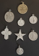 Vintage Religious Medals. Lot Of 8. Various Saints & Saint Anthony's Prayer. 