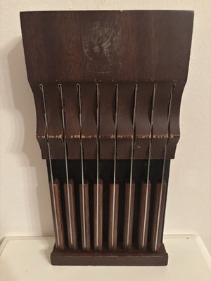 Centurion Regent Cutlery Lot Of 8 Steak Knives Vintage With Wall Board