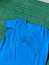 Life Is Good Women's Bike Bicycle Crusher Tee Blue L Cute T Shirt FLAW