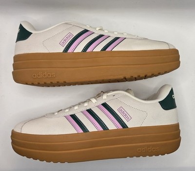 Adidas VL Court Bold White/pink/green Womens Size 7.5