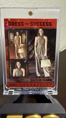 Caitlin Clark 2025 Panini Chroniced Dress For Success Red Cracked Ice #61 WNBA