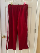 Vintage Old Navy Red Fleece Striped Pull On Sweat Pants size M