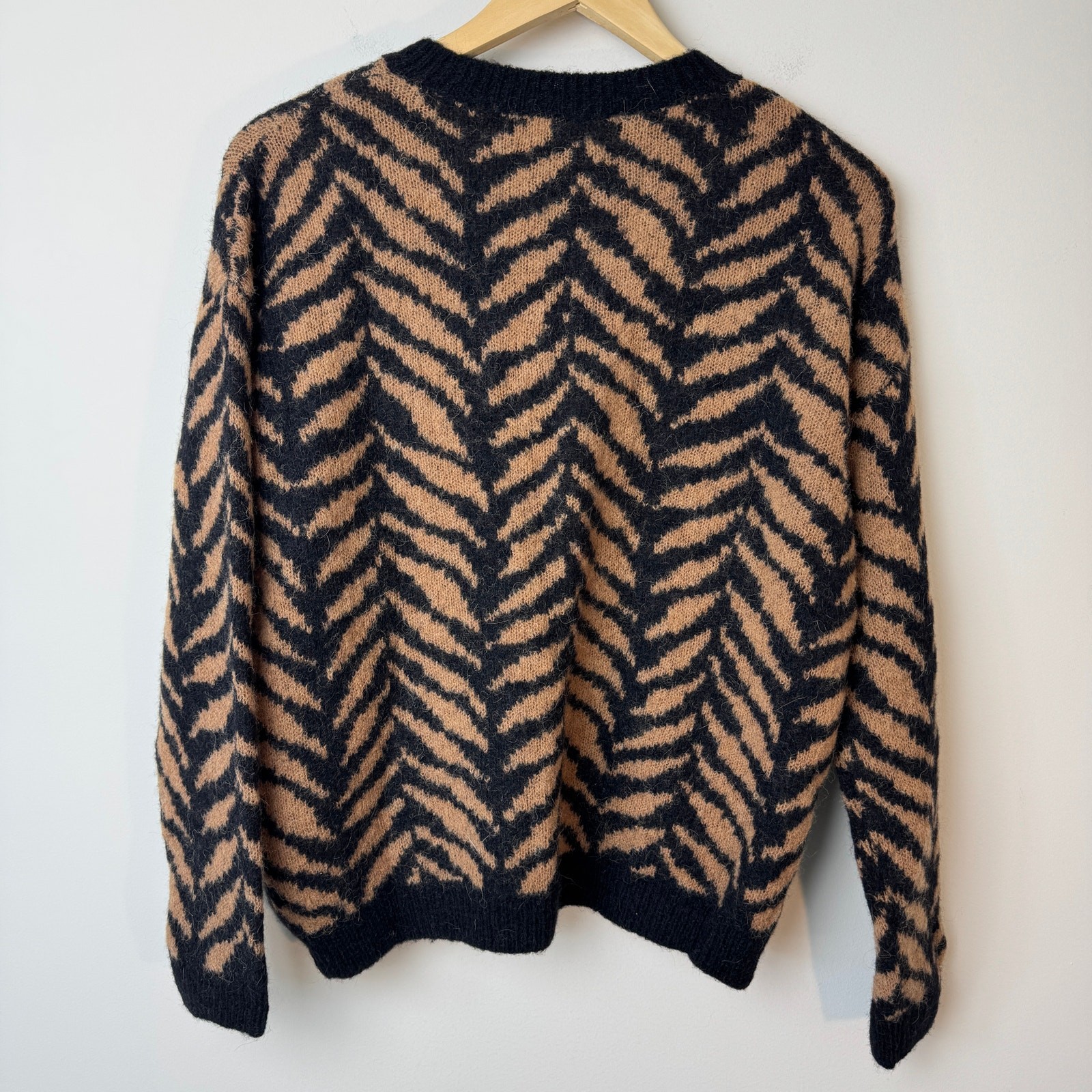 Sezane Women's Charlize Jumper Brown Jacquard Size Small NEW image 8