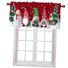 Christmas Kitchen Curtains Valances for 52"W x 18"L (Pack of 1) Xmas Gnome