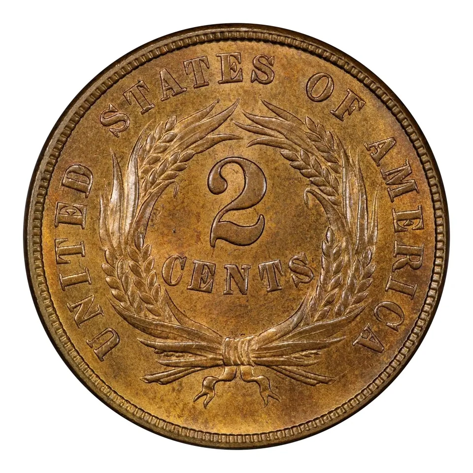 1869 Two Cent Piece PCGS MS-65 RB CAC - Image 2 of 4