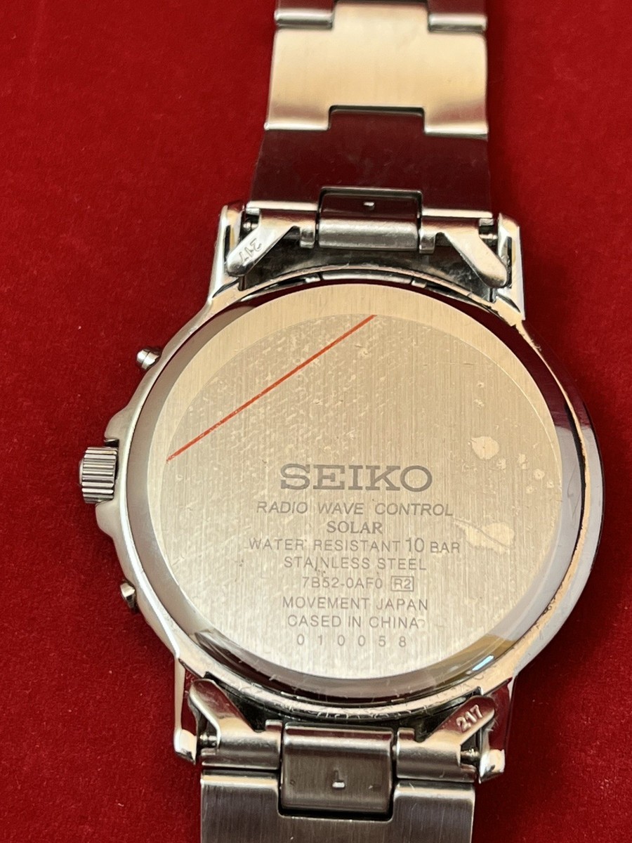 SEIKO Radio Wave Control Solar Men's Watch 38mm Black Dial 7B52