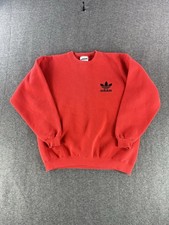 VTG Adidas Essentials Trefoil Sweatshirt SZ L Red Oversized Made In USA 90s