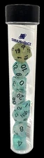 Set of 7 Dice: Glow-in-The-Dark Frosted Glowworm