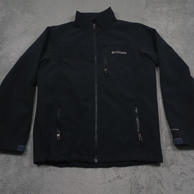 Columbia Jacket Mens Medium Black Fleece Omni Wind Full ZIp Pockets Outdoor