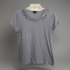 Banana Republic Soft Comfy Blue Sequin Neckline Top size Large EUC