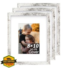 AnandHe 8x10 Picture Frame Set of 3 White Wood Grain Wall Tabletop Display