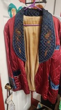 Vtg Japan Souvenir Smoking Jacket/ Robe from the 50s Dragon Emboridered M/L