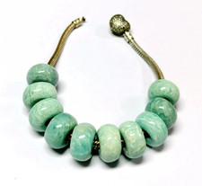 10 Pcs. Natural Green Amazonite Gemstone 14x8mm Beads With 5MM Big Hole Beads