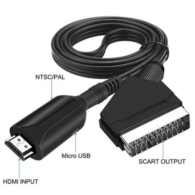 HDMI-Compatible to Scart Converter with 1m Cable Switch AV Adapter for HDTV